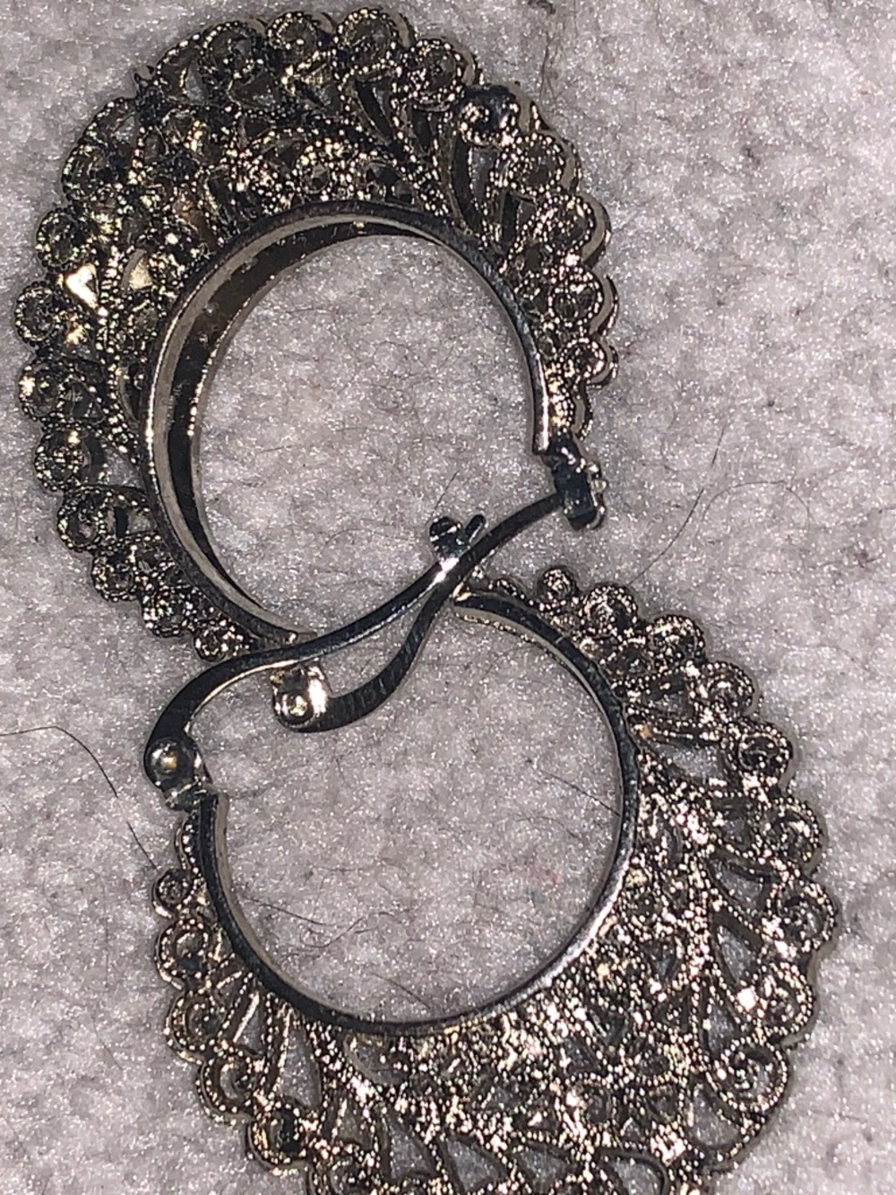 Women's Filigree Hoop Earrings - Silver Tone